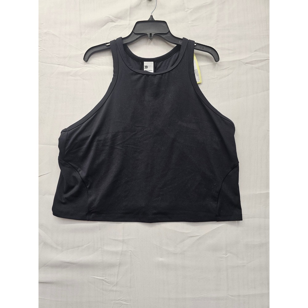 All in Motion Womens High Neck Racerback Tank Top Black 2X Plus Size NWT W90013